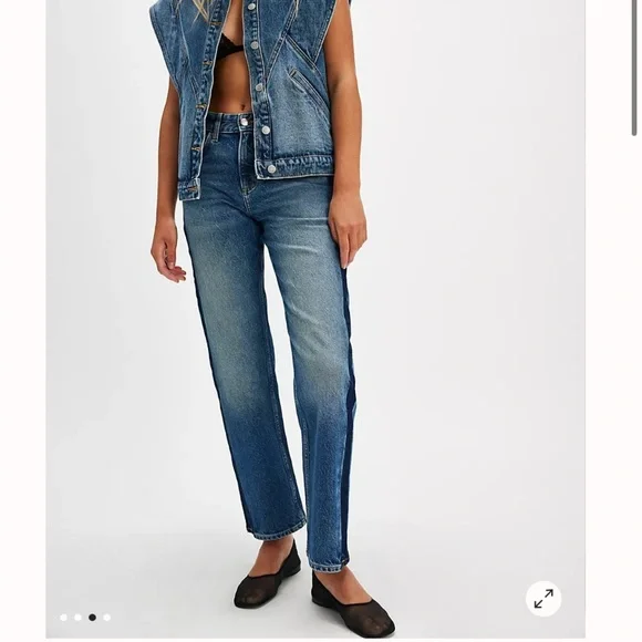 Free People Blue Straight Leg Jeans - Picture 3 of 9